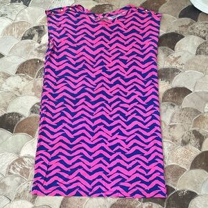 Lily Pulitzer Cotton Knit Tank Dress in Blue and Pink Print Size Large